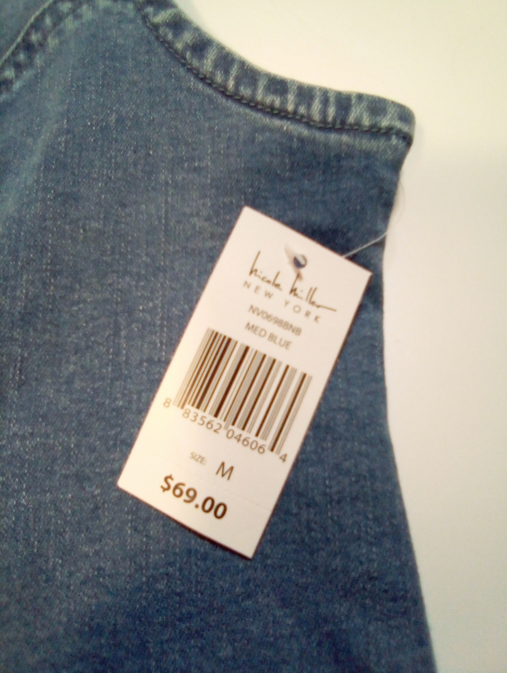 Nicole Miller New York Medium Denim Vest Tie Front Sleeveless Top Medium Blue - Picture 4 of 10